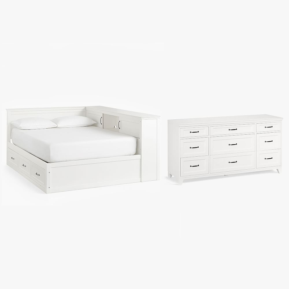 Hampton Corner Storage Bed &amp; 9-Drawer Dresser Set