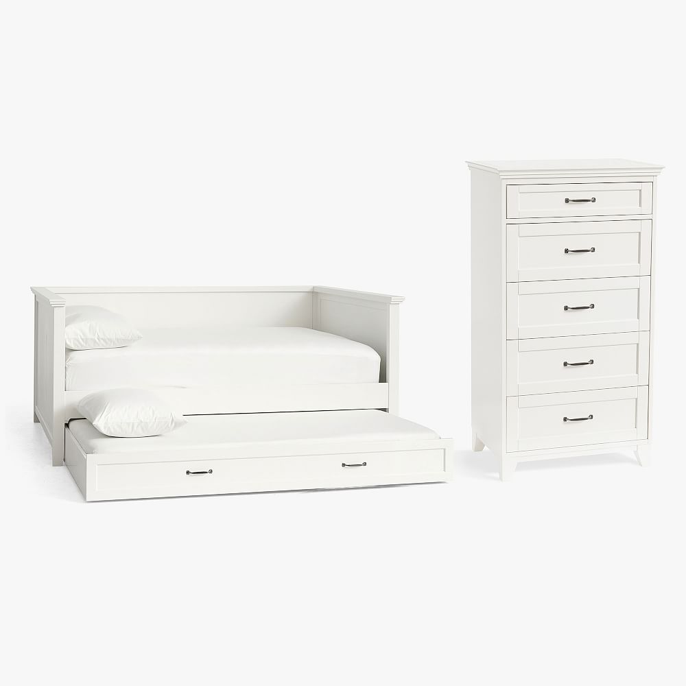 Hampton Daybed with Trundle &amp; 5-Drawer Tall Dresser Set