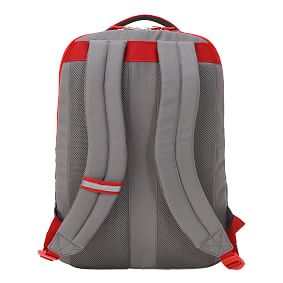 Gray/Red Solid Athletic Recycled Backpack