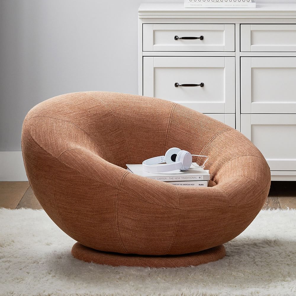 Basket Slub Terracotta Groovy Swivel Chair