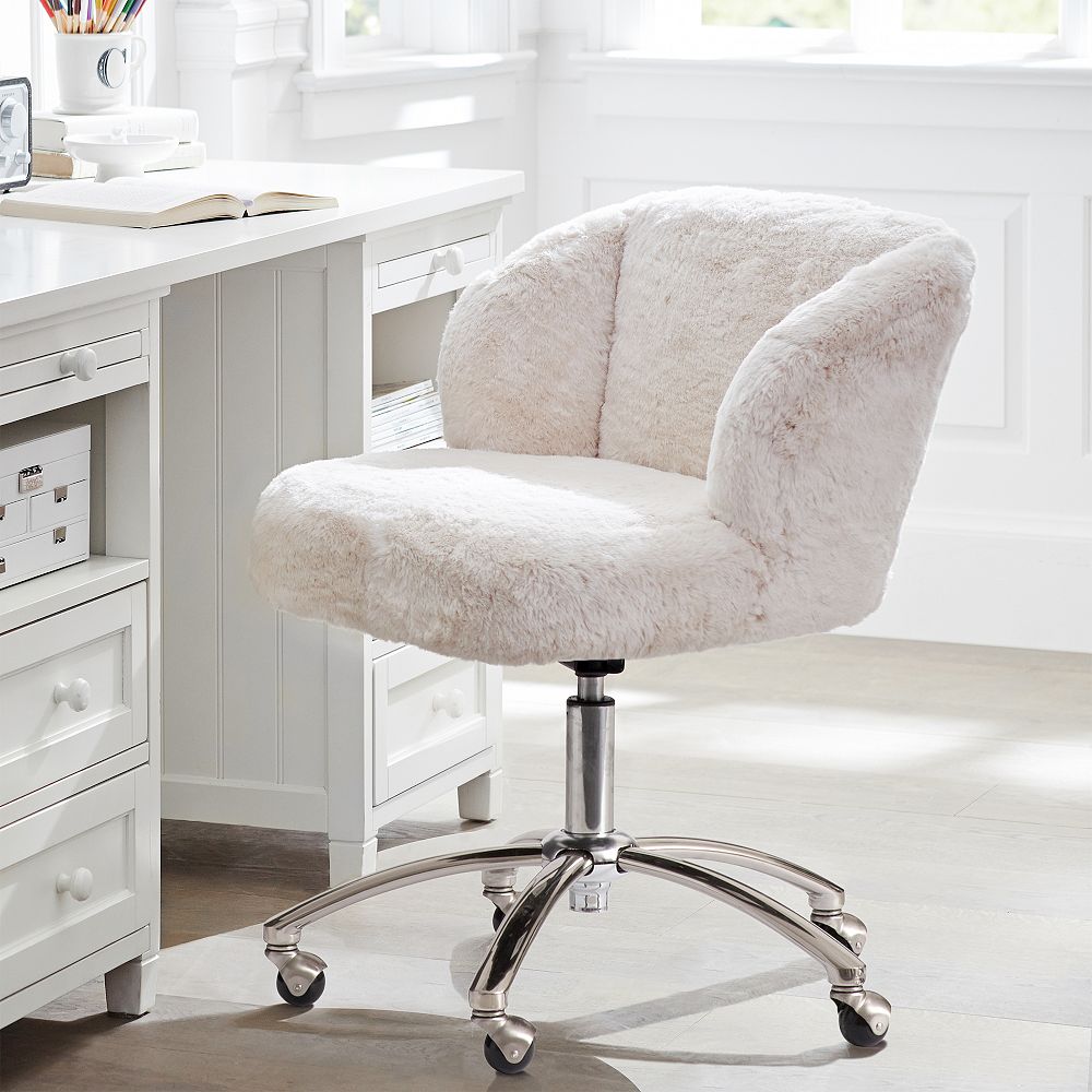 Polar Bear Ivory Wingback Swivel Desk Chair