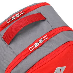 Gray/Red Solid Athletic Recycled Backpack