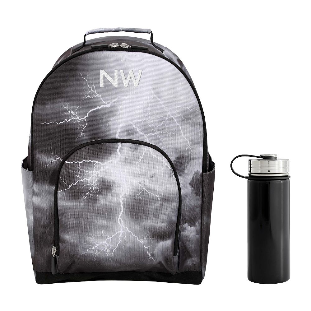 Gear-Up Storm Black &amp; White Backpack &amp; Water Bottle Bundle