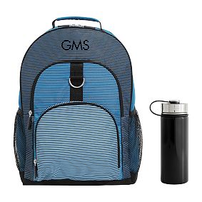 Gear-Up Newport Color Block Backpack &amp; Water Bottle Bundle