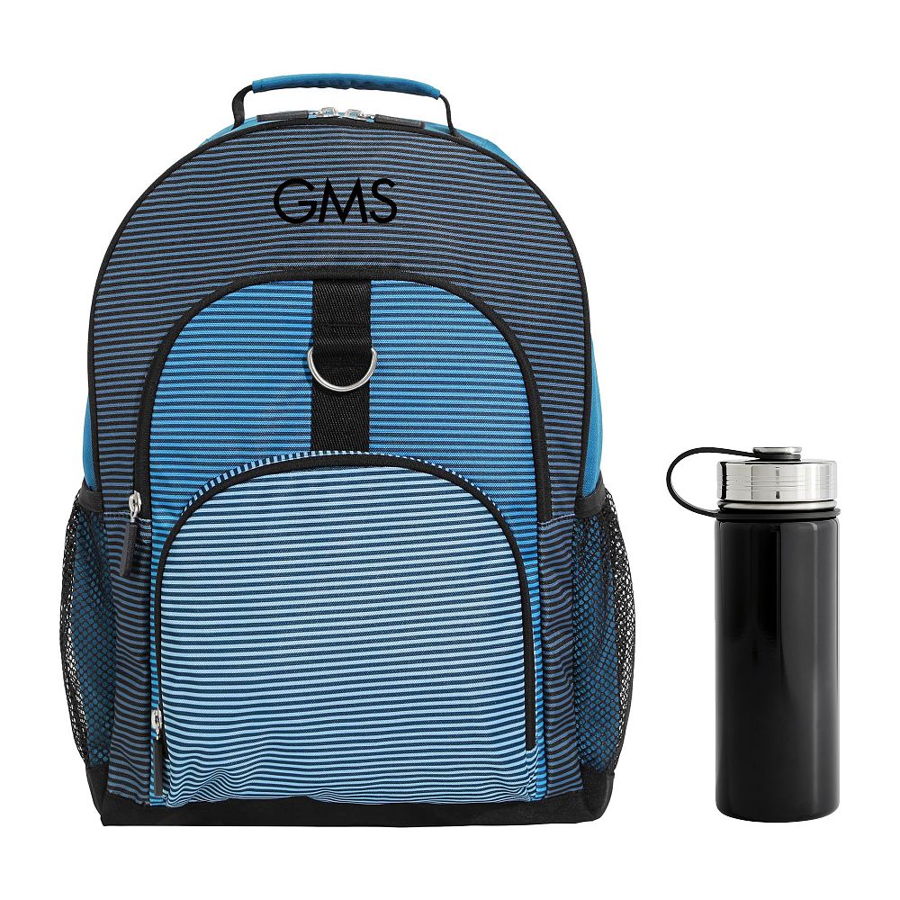 Gear-Up Newport Color Block Backpack &amp; Water Bottle Bundle