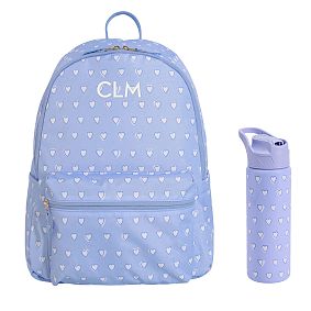 Colby Roller Rabbit Blue Hearts Backpack &amp; Water Bottle Bundle
