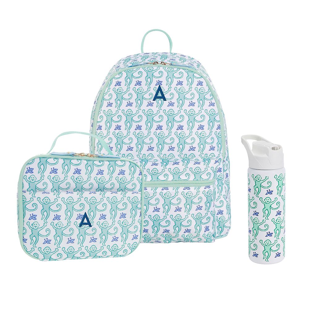 Colby Roller Rabbit Teal Monkey Backpack &amp; Cold Pack Lunch Bundle, Set of 3