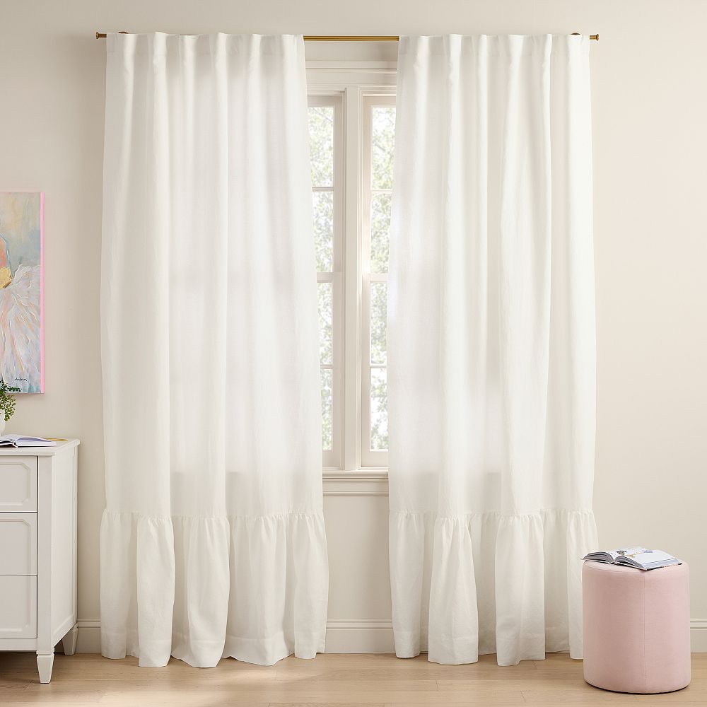 Belgian Linen Ruffle Light-Filtering Curtain