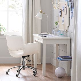 Classic Plain Weave Pearl Morgan Swivel Desk Chair