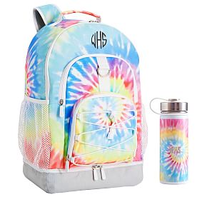 Rainbow Tie Dye Backpack &amp; Slim Water Bottle Bundle