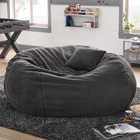 Large Sherpa Charcoal Oversized Bean Bag Chair | Pottery Barn Teen