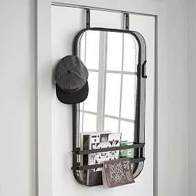 Metal Grid Functional Over-the-Door Mirror