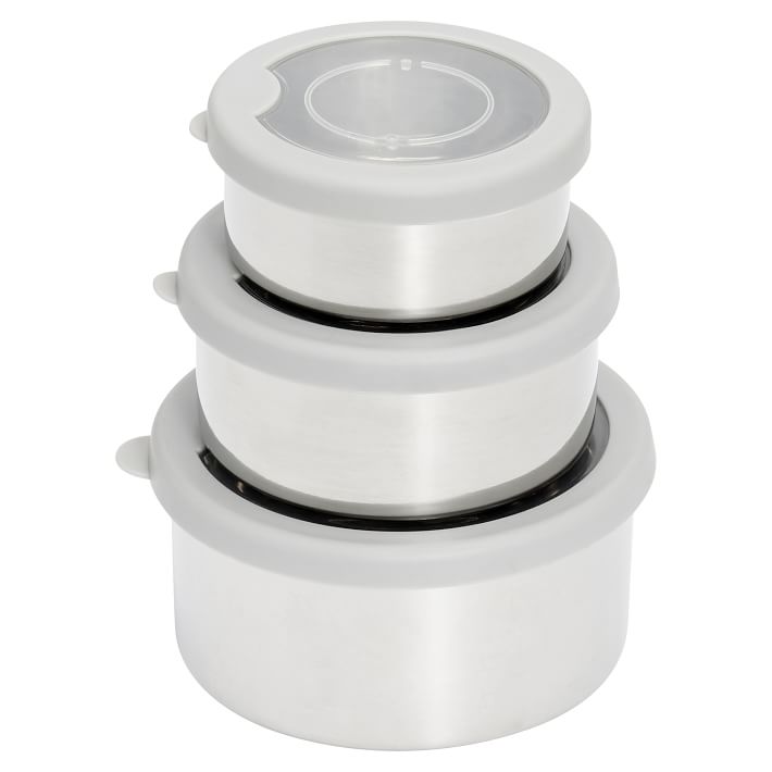 Grey/Silver Stainless Steel Nesting Bento Box