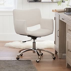 Classic Plain Weave Pearl Morgan Swivel Desk Chair