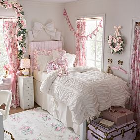 LoveShackFancy Vaulted Twin XL Bows Bedskirt