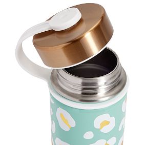 Slim Aqua Gold Metallic Leopard Water Bottle