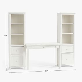 Beadboard Writing Desk &amp; Bookcase Set (83"&ndash;92")