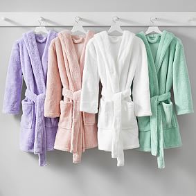 Classic Short Robe with Hood - White
