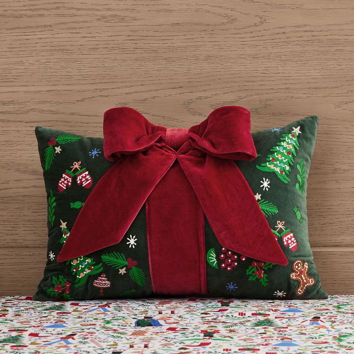 Rifle Paper Present Pillow Festive Velvet Decor Pottery