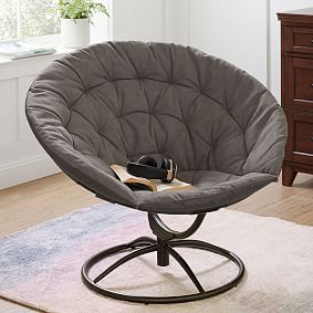 Enzyme Washed Canvas Grey Swivel Hang- A-Round Chair
