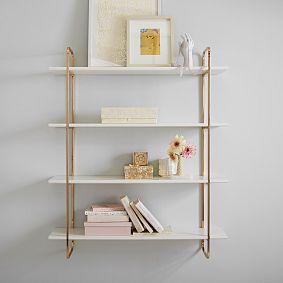 Metallic Trim Multi-level Wall Shelves