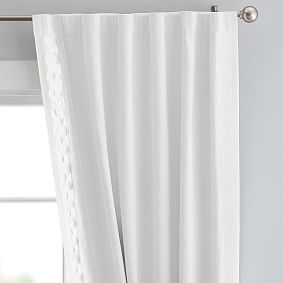 Tufted Pom Border Blackout Curtain Set