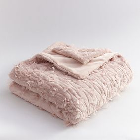 LoveShackFancy Sweet Bows Faux Fur Throw