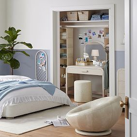 Faux Leather Bone Groovy Swivel Chair