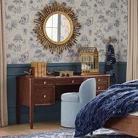 Piped Swivel Vanity Chair with Storage