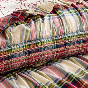 Holiday Plaid Smocked Comforter