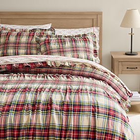 Holiday Plaid Smocked Comforter