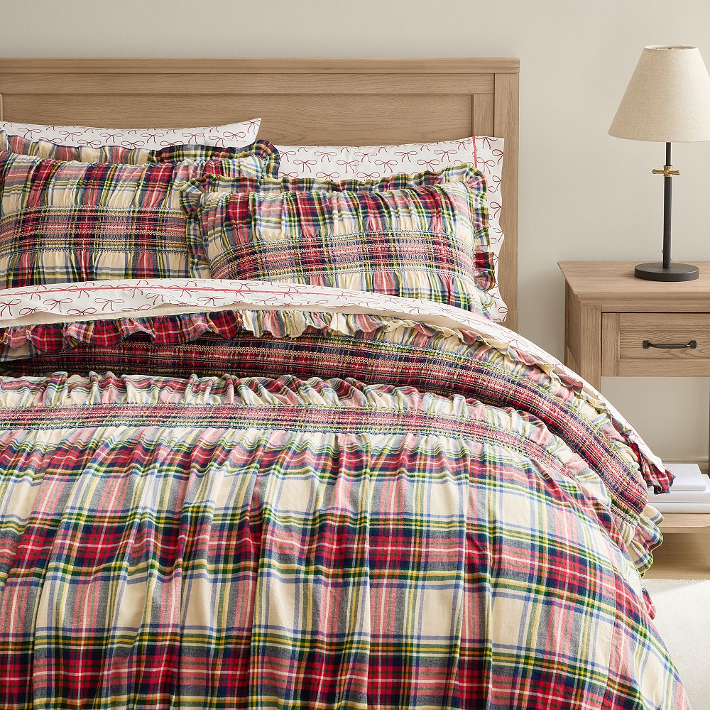Holiday Plaid Smocked Comforter