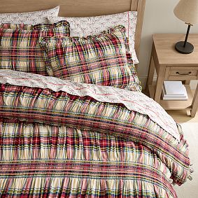 Holiday Plaid Smocked Comforter