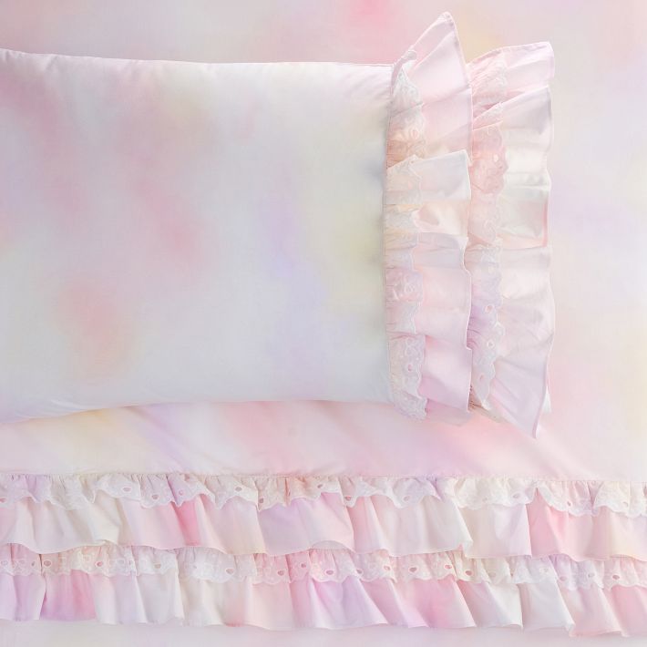LoveShackFancy Bow Ruffle Tie-Dye Sheet Set Pottery Barn Teen