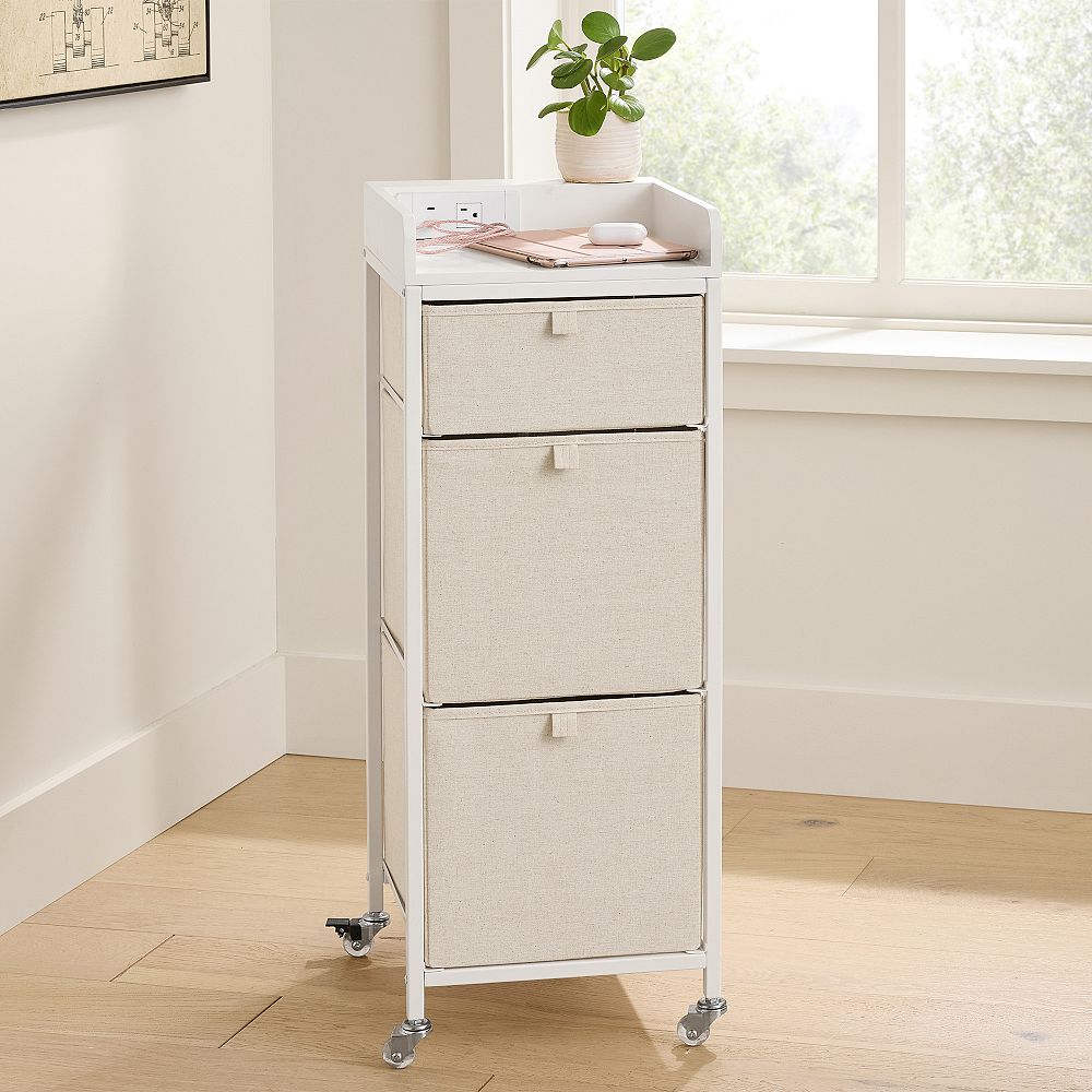 Tall Plug-In Rolling Cart with AC Plug and USB A/C (35&quot;)
