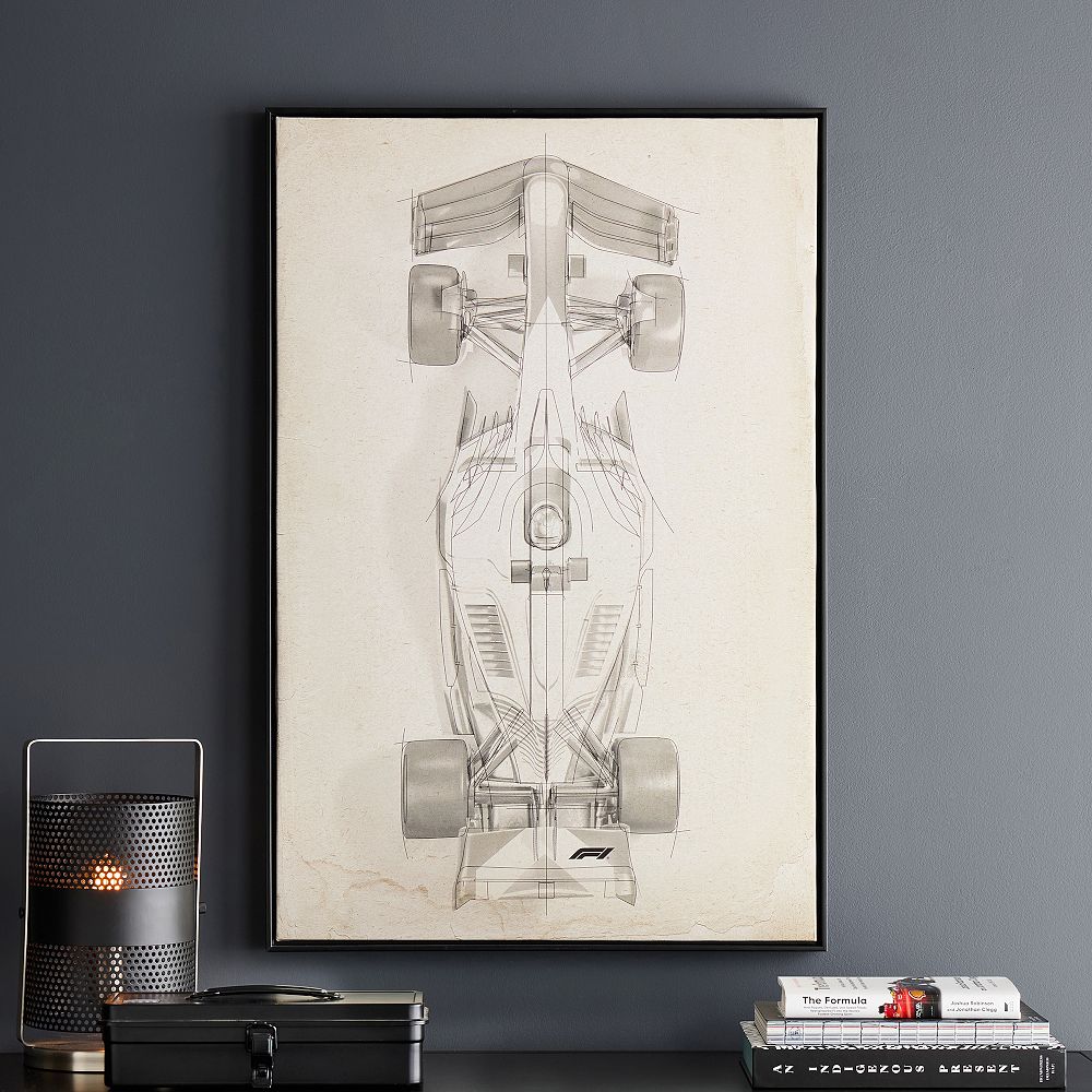 Formula 1&reg; Car Black & White Framed Sketch Art