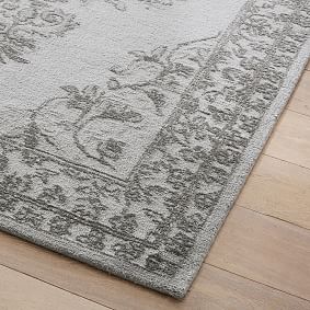 Monique Lhuillier Wool Viscose Carved Rug - Pale Grey
