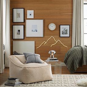 Large Corduroy Latte Modern Bean Bag Lounger