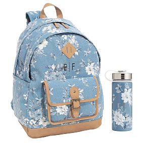 Northfield Camilla Floral Light Blue Backpack &amp; Slim Water Bottle Bundle
