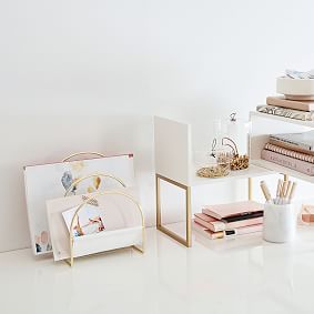 Vegan Leather and Gold Magazine Holder