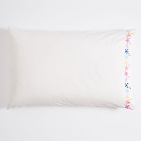 Embroidered Palm Tree Organic Pillowcase Set