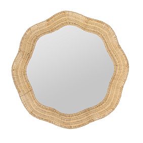 Scalloped Linden Round Wall Mirror (35&quot;x32&quot;)