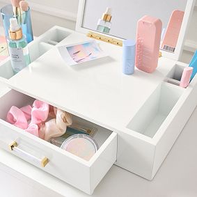 Elle Get Ready Pop-Up Mirror With Storage (16&quot;x16&quot;)
