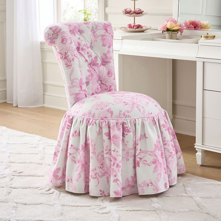 LoveShackFancyTufted Swivel Vanity Chair Pottery Barn Teen