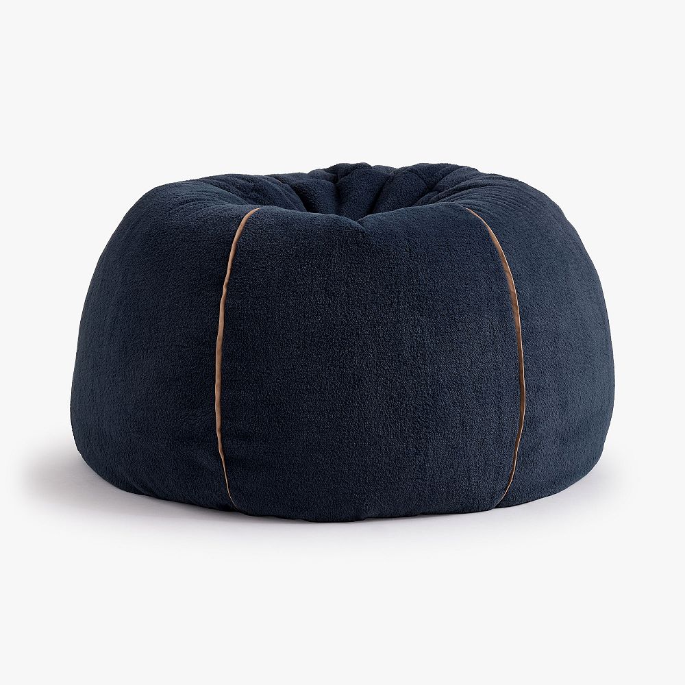 Large Camden Faux Fur Navy Bean Bag Chair
