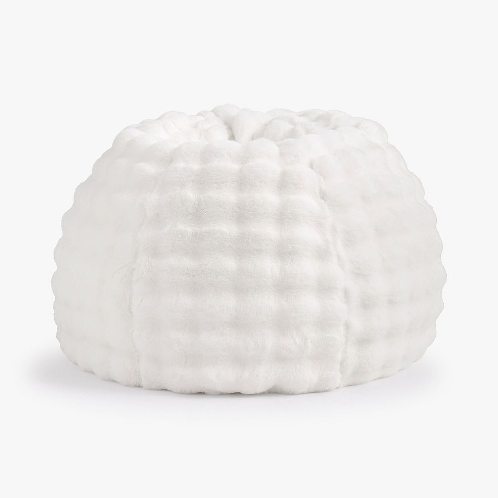 Large Marshmallow Faux Fur Ivory Bean Bag Chair Slipcover Only