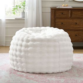 Large Marshmallow Faux Fur Ivory Bean Bag Chair Slipcover Only
