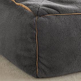 Large Camden Faux Fur Charcoal Modern Bean Bag Lounger