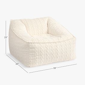 Large Cable Faux Fur Ivory Modern Bean Bag Lounger