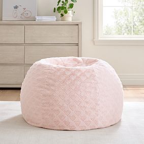 Large Blush Sweetheart Faux Fur Bean Bag Chair